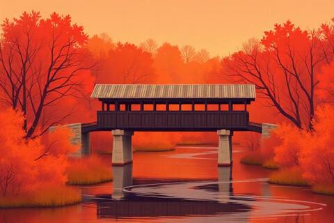 Connecticut landscape illustration