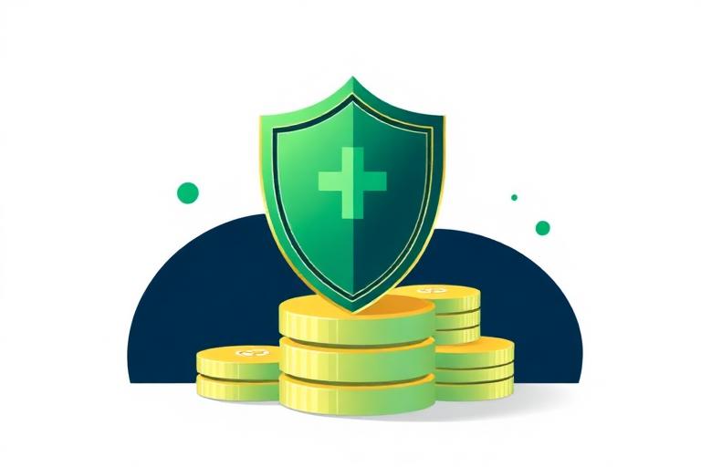 Green shield protecting a stack of gold coins representing FDIC insurance