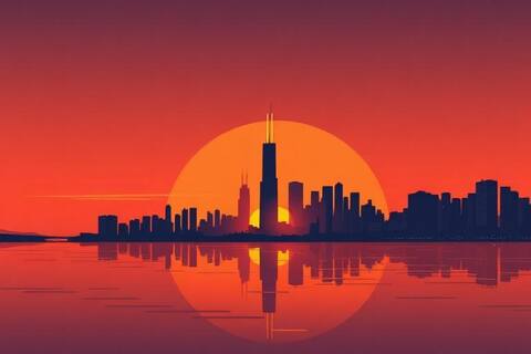 Illinois landscape illustration