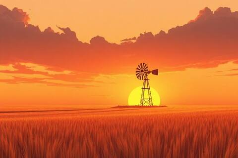 Kansas landscape illustration