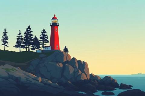 Maine landscape illustration
