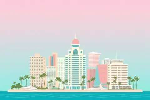 Miami, FL skyline illustration