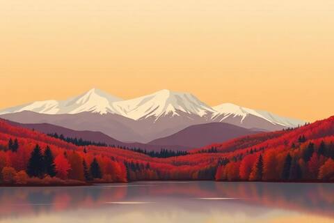 New Hampshire landscape illustration