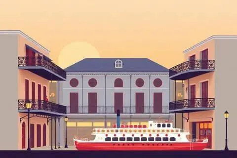 New Orleans, LA skyline illustration