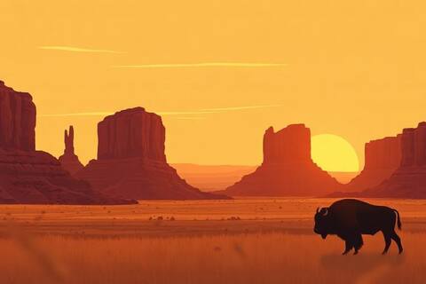 North Dakota landscape illustration