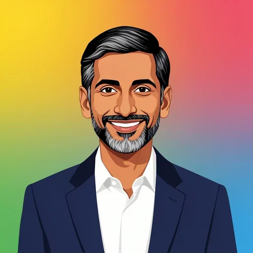 Sundar Pichai — The Steady Strategist illustrated portrait