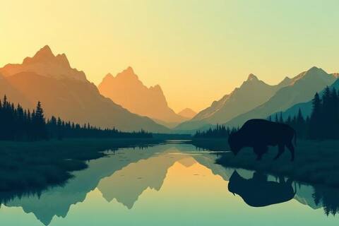 Wyoming landscape illustration